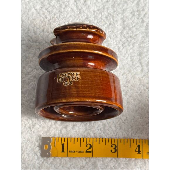 Vintage Locke Hi-Top 66 Brown Porcelain High Voltage Power Line Wire Insulator - Picture 13 of 13